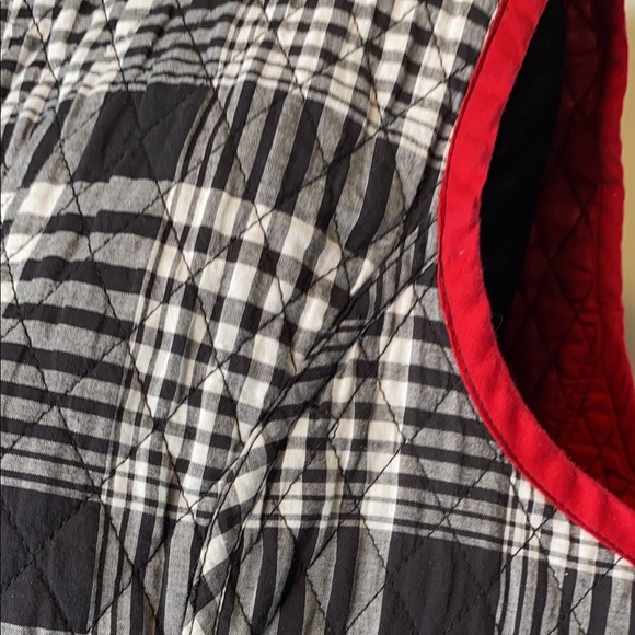 Plaid black and white quilted vest REVERSIBLE red - Picture 8 of 12